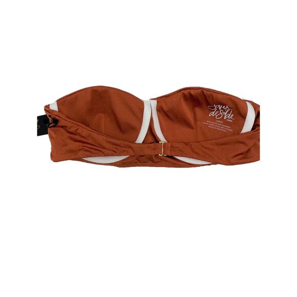 Women Joues de Sable Taylor bikini bathing swim suit top strapless‎ brown L NWT - Picture 2 of 7